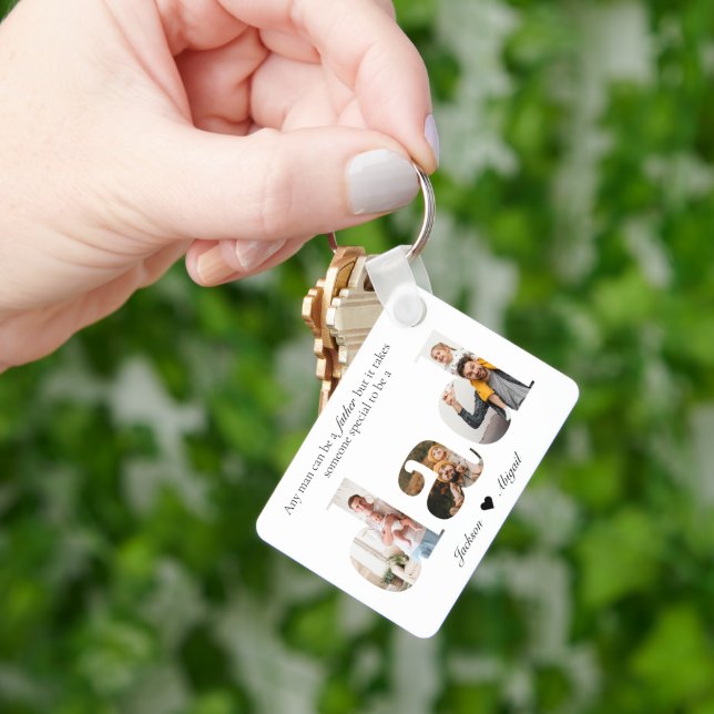Unique Dad Photo Collage, Photo Gift For Dad Keychain (Hand)