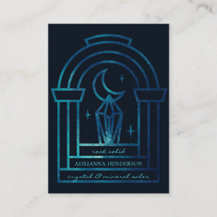 Unique Dark Blue Cosmic Crystal Moon Gem Logo Business Card