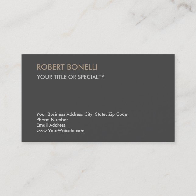 Unique Dark Grey Background Business Card (Front)