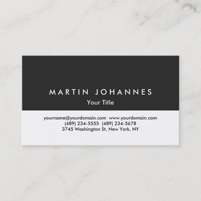 Unique dark grey white professional business card (Front)