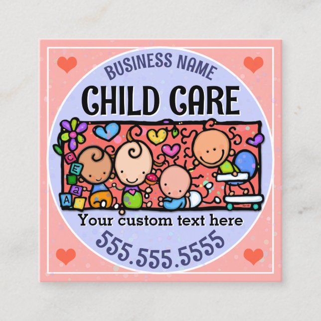 Unique Day Care Child Care Pediatrician Square Square Business Card (Front)