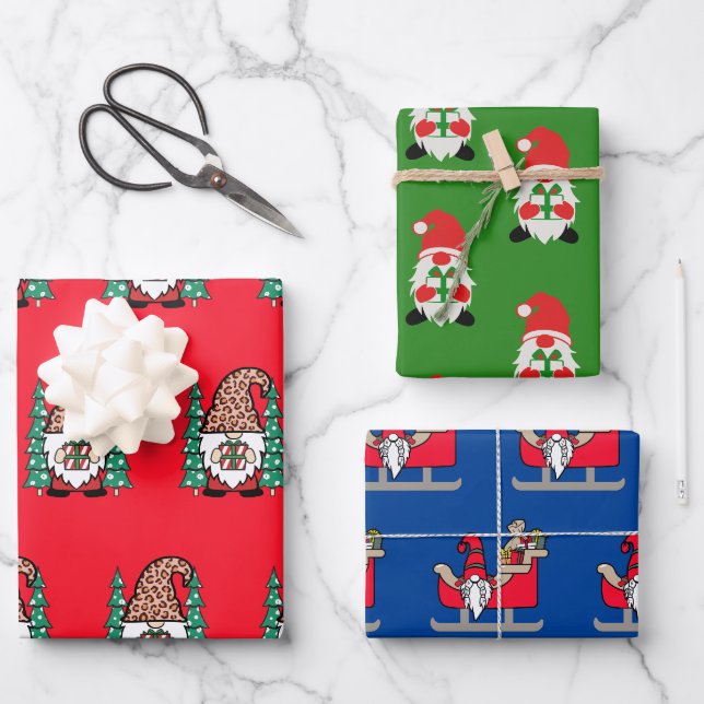 Unique Design | Christmas Gnomes Gift  Wrapping Pa Wrapping Paper Sheet (Front)