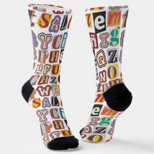 Unique design colourful Graffiti text White Men Socks
