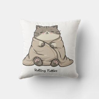 Unique Design: Features a whimsical cat illustrati Throw Pillow