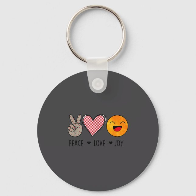 Unique Design Peace Love Joy Hapness Motivational  Keychain (Front)