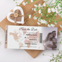 Unique Destination Map Boarding Pass Save the Date
