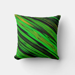 Unique Diagonal Green Explosion of Art Throw Pillow
