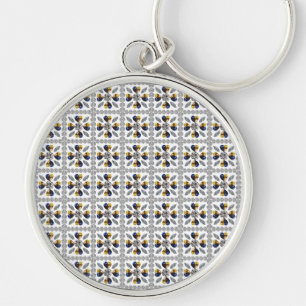 Unique Diamond Art, Yellow Blue in Heart Keychain