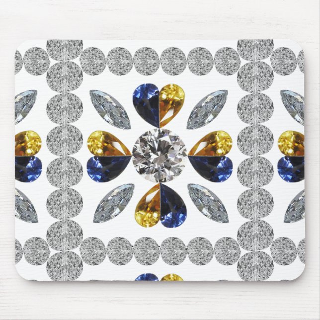 Unique Diamond Art, Yellow Blue in Heart Mouse Pad (Front)