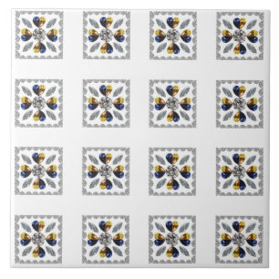 Unique Diamond Art, Yellow Blue in Heart Tile