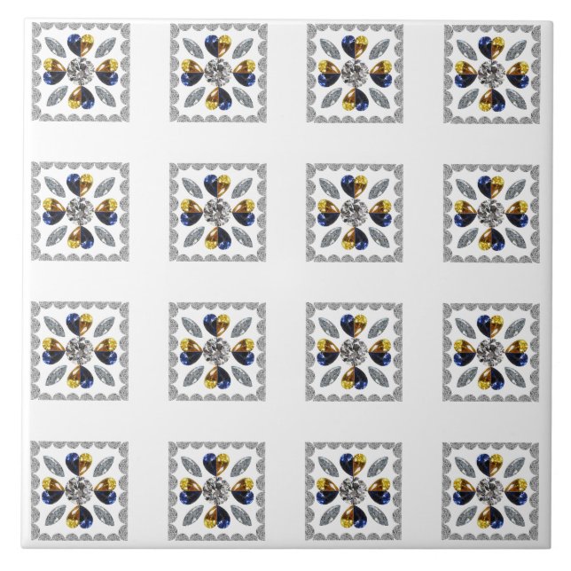 Unique Diamond Art, Yellow Blue in Heart Tile (Front)
