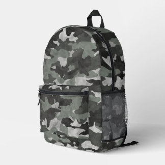 Unique Distressed Black and Grey Camo Pattern  Printed Backpack