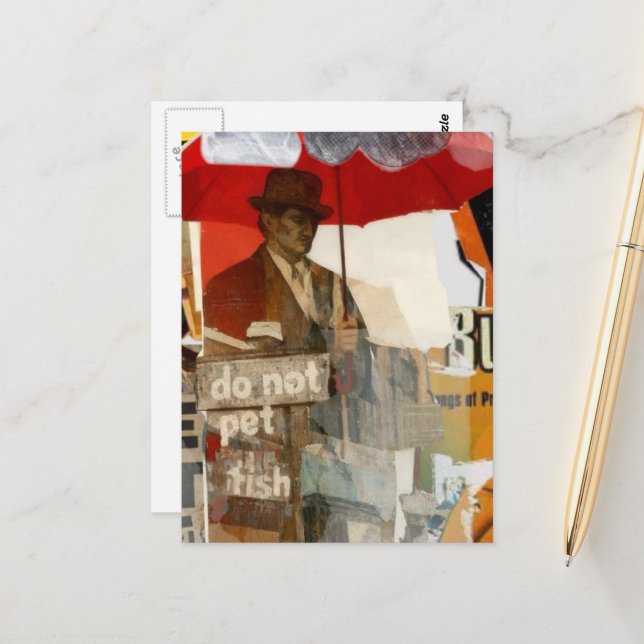 Unique Do Not Pet Fish Mixed Media  Postcard (Front/Back In Situ)