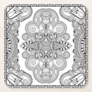 Unique Doodle Square Paper Coaster