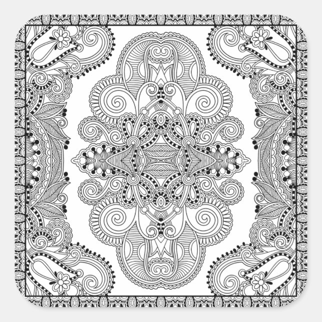 Unique Doodle Square Sticker (Front)