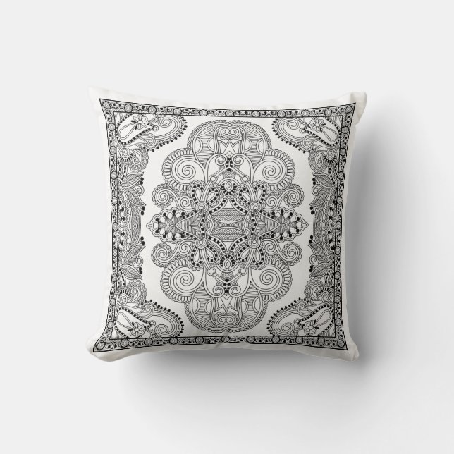Unique Doodle Throw Pillow (Front)