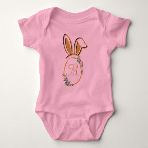 Unique Easter Bunny Monogram Baby Bodysuit