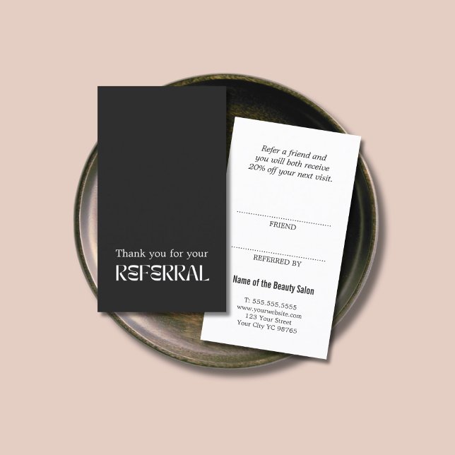 Unique Elegant Black and White Referral Card (Creator Uploaded)