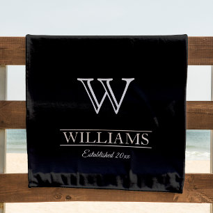 Unique Elegant Classic Monogram Family Name Beach Towel