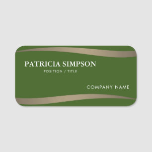 Unique Elegant Forest Green & Golden Earth: Modern Name Tag