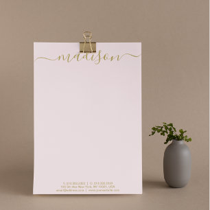 Unique Elegant Gold Handwritten Script  Letterhead
