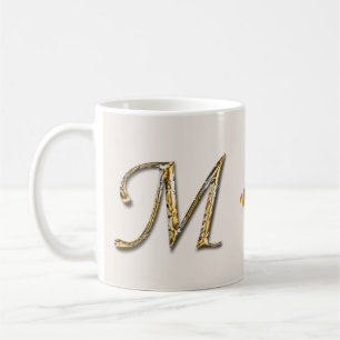 Unique Elegant Gold Silver Letter M Monogram Coffee Mug