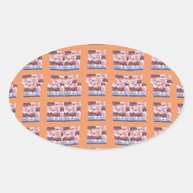 Unique Elegant Heart-Patterned Artwork for All Age Oval Sticker (Front)