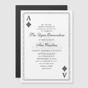 Unique Elegant Las Vegas Casino Quinceañera Magnetic Invitation
