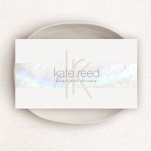 Unique Elegant Monogram Modern Seashell Stripe Business Card