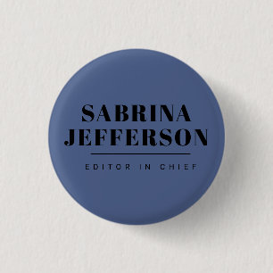 Unique Elegant Plain Simple Blue Black 1 Inch Round Button