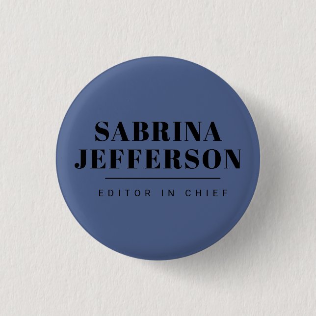 Unique Elegant Plain Simple Blue Black 1 Inch Round Button (Front)