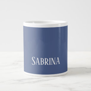 Unique Elegant Plain Simple Blue White Large Coffee Mug