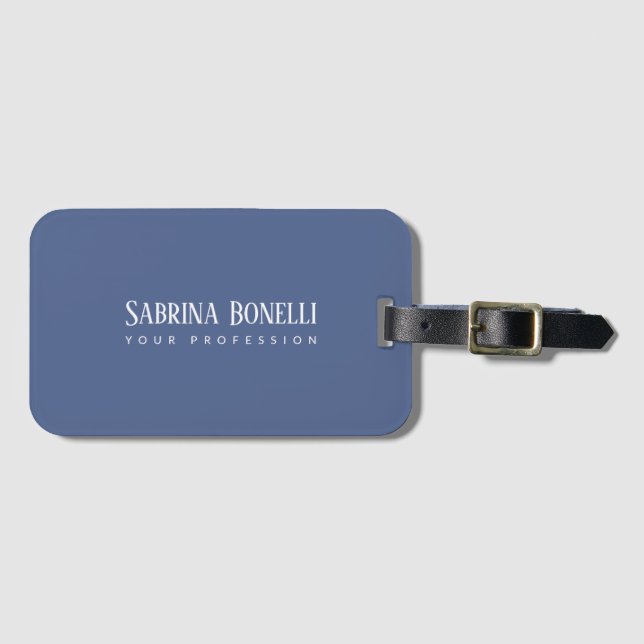 Unique Elegant Plain Simple Blue White Luggage Tag (Front Horizontal)