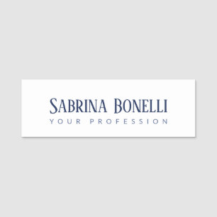 Unique Elegant Plain Simple Blue White Name Tag