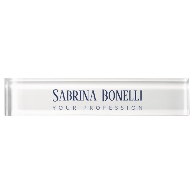Unique Elegant Plain Simple Blue White Nameplate (Front)