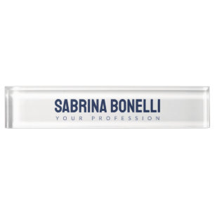 Unique Elegant Plain Simple Blue White Nameplate