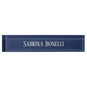 Unique Elegant Plain Simple Blue White Nameplate