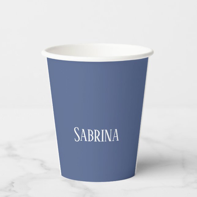 Unique Elegant Plain Simple Blue White Paper Cups (Front)
