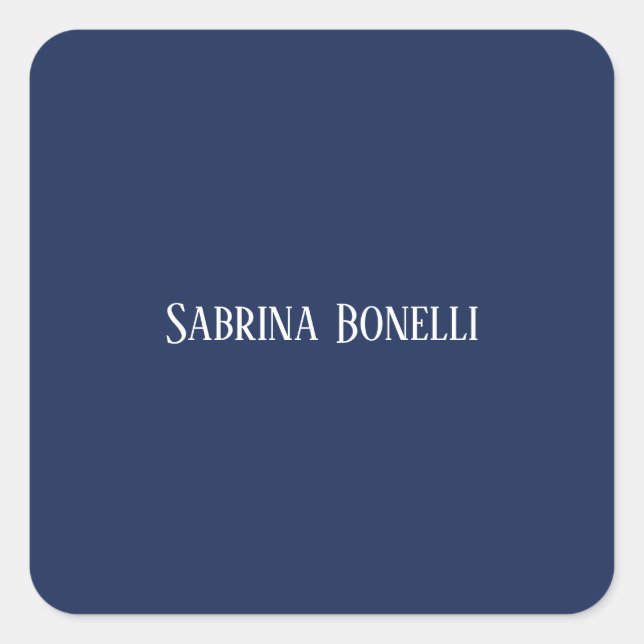 Unique Elegant Plain Simple Blue White Square Sticker (Front)