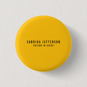 Unique Elegant Plain Simple Minimal Yellow Orange 1 Inch Round Button