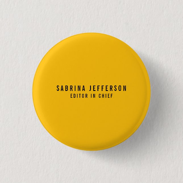 Unique Elegant Plain Simple Minimal Yellow Orange 1 Inch Round Button (Front)