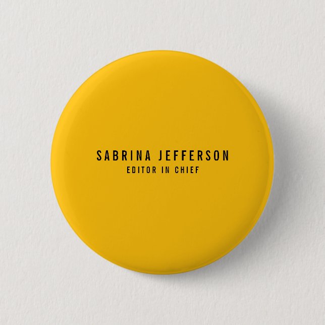 Unique Elegant Plain Simple Minimal Yellow Orange 2 Inch Round Button (Front)
