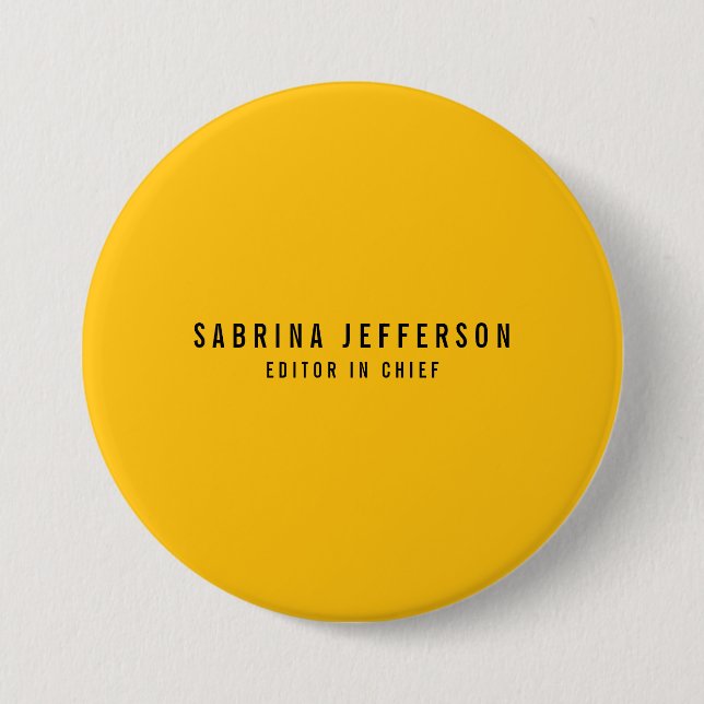 Unique Elegant Plain Simple Minimal Yellow Orange 3 Inch Round Button (Front)