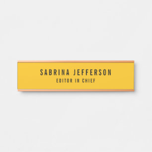Unique Elegant Plain Simple Minimal Yellow Orange Door Sign