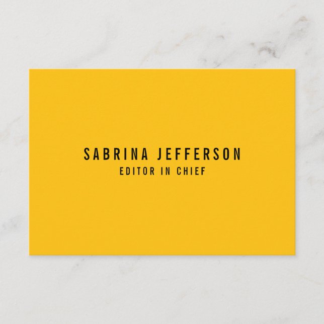 Unique Elegant Plain Simple Minimal Yellow Orange Enclosure Card (Front)