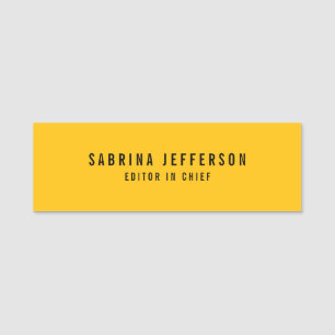 Unique Elegant Plain Simple Minimal Yellow Orange Name Tag
