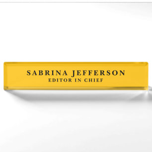 Unique Elegant Plain Simple Minimal Yellow Orange Nameplate