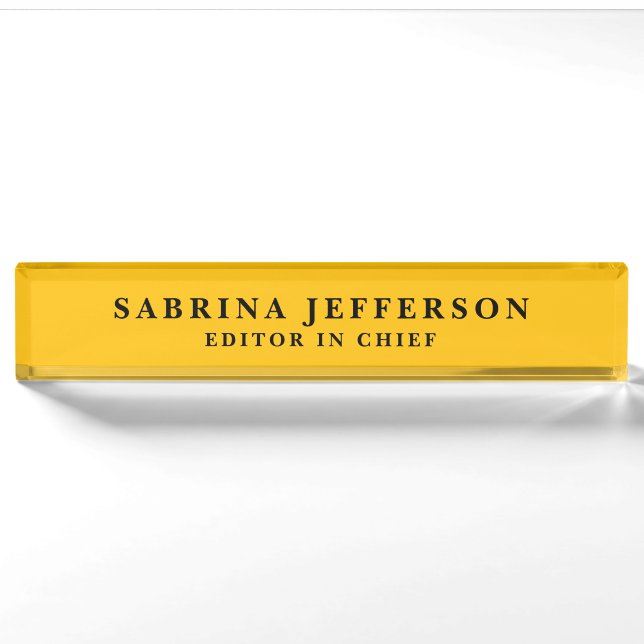 Unique Elegant Plain Simple Minimal Yellow Orange Nameplate (Front)