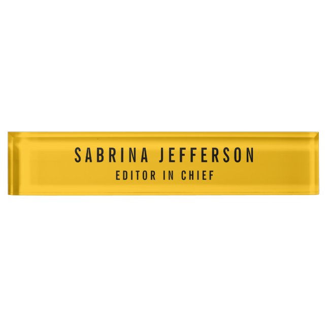 Unique Elegant Plain Simple Minimal Yellow Orange Nameplate (Front)