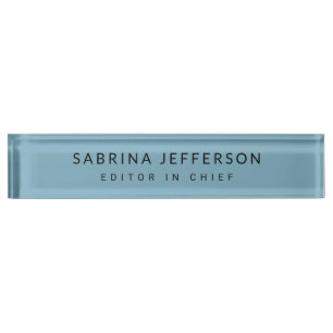 Unique Elegant Plain Simple Minimalist Blue Nameplate